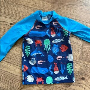 Baby Boden Blue Ocean Creatures Long-Sleeve Rash Guard